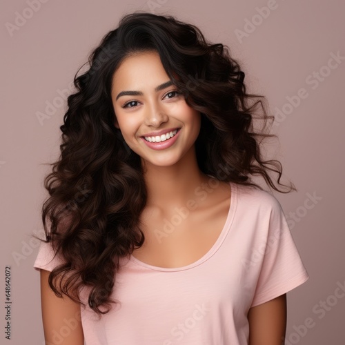 Smiling attractive hispanic young woman looking at the camera. 