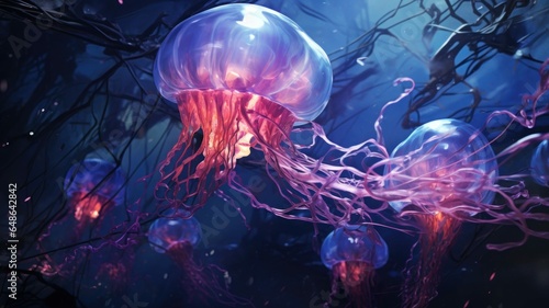 Bright Jellyfish in the Sea