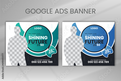 Flat Google Ads Banner Design Template for Dental Care Science Cover Ads  Vector