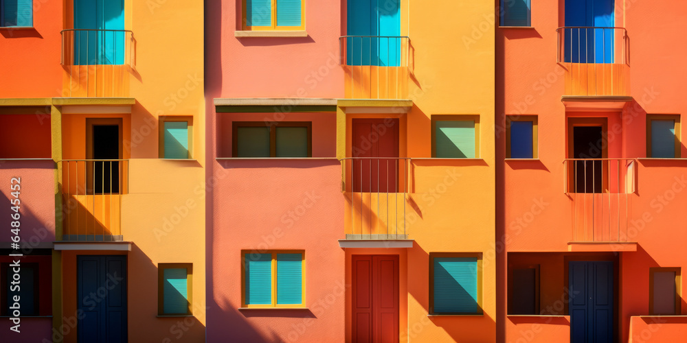 Colorful architecture, light and shadow ,generative ai