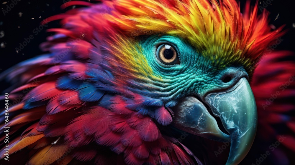 Obraz premium Vibrant Parrot Portrait: Closeup with Exquisite Detail 