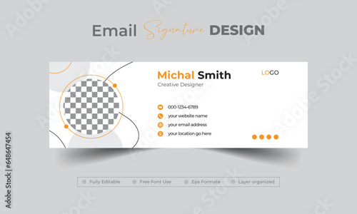 Simple business email signature template design with yellow color