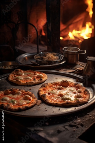 Rustic Flavors: Capturing Pizza Cooked in a Traditional Wooden Oven - AI Generated