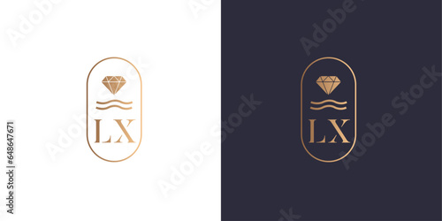 Letter l and x logo monogram, Lux, minimal style identity initial logo mark. Golden gradient vector emblem logotype for business cards initials.