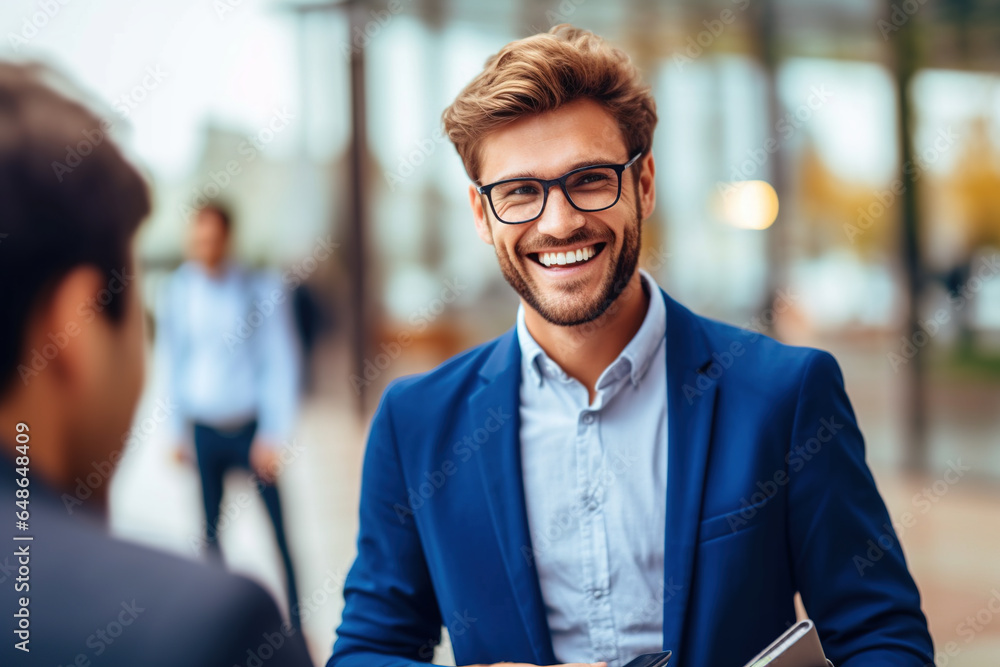 A smiling business person in a suit. Lifestyle, success leadership concept. A smiling business person in a suit. Lifestyle, success leadership concept.