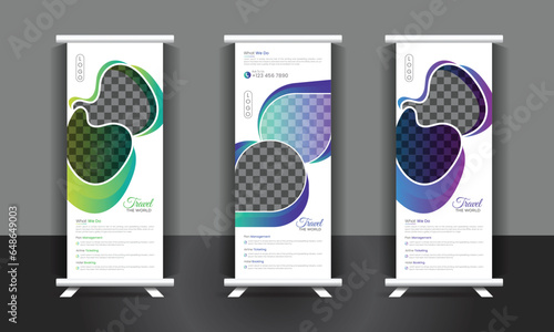 Travel business agency standee x rollup pullup design or pull up banner template