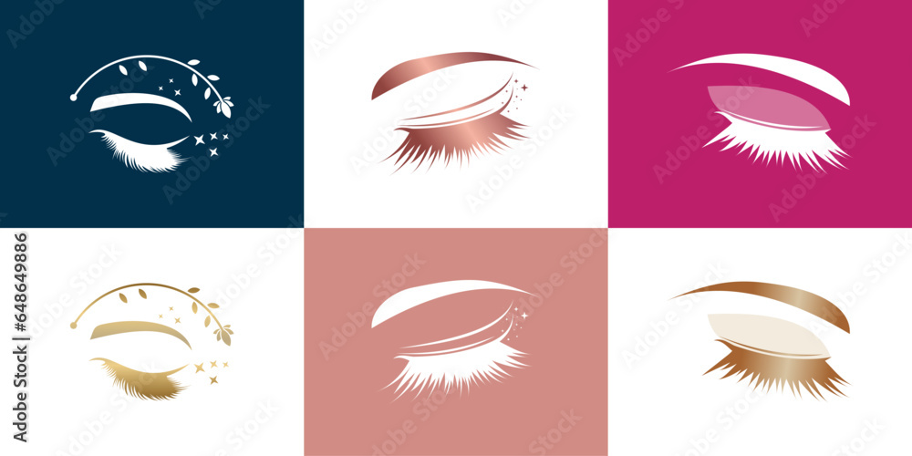 Eyelashes set logo design with unique concept style Premium Vector Eyelashes set logo design with unique concept style Premium Vector