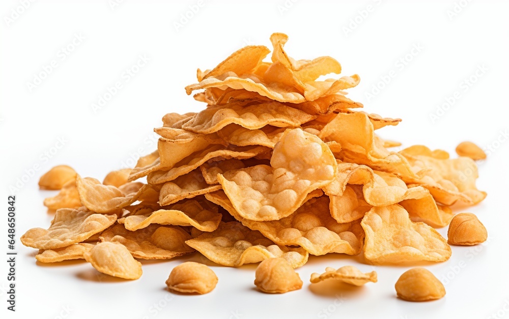Chickpea Chips Against a White Background - Generative AI	