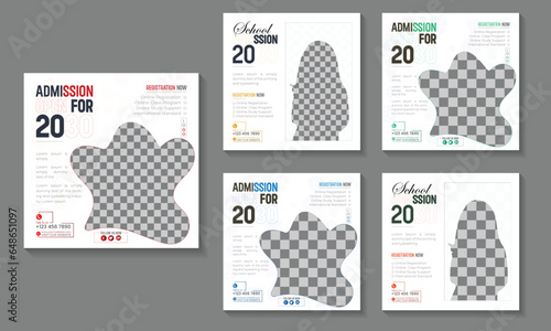 School admission social media post,  educational social media post square flyer back to school web banner design template.