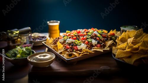 food photo large tray of NFL game day nachos sitti, generative ai photo