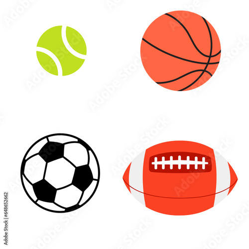 Set of balls isolated on a white background. SPORTS BALLS VECTOR