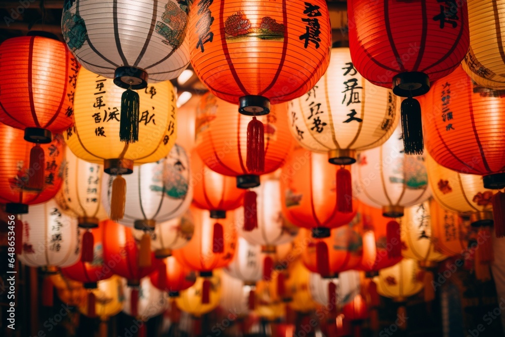 Chinese Paper Lanterns  - obrazy, fototapety, plakaty 