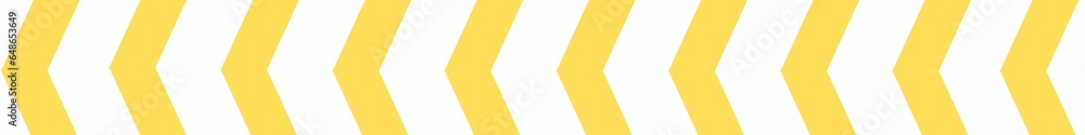 Left side direction yellow arrow reflective tape. Long warning or caution arrow direction stripe background.  - obrazy, fototapety, plakaty 