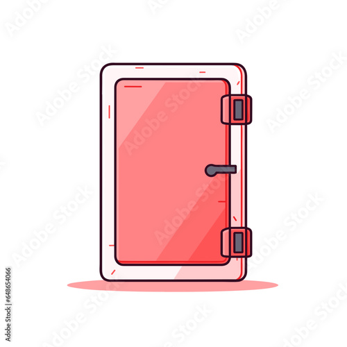 Soundproof doors vector icon in minimalistic, black and red line work, japan web