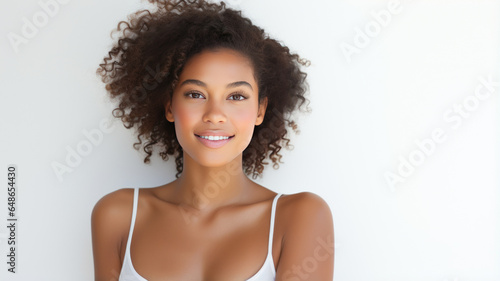 photograph of Black skin  beautiful woman  healthy  happy smile  clean skin.generative ai