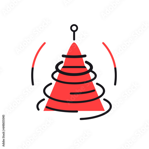 Voice modulation vector icon in minimalistic, black and red line work, japan web