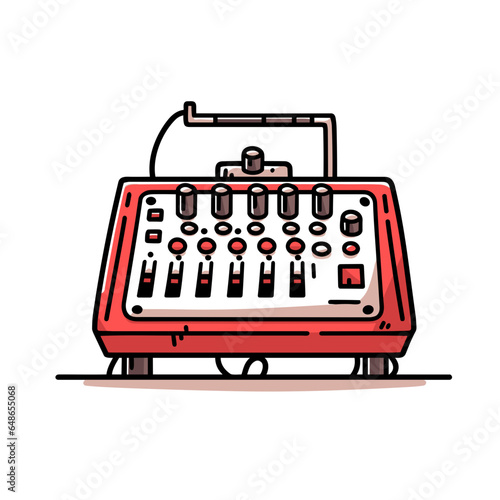 Studio Mixing Board vector icon in minimalistic, black and red line work, japan web