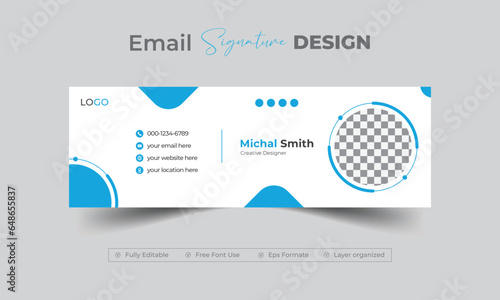 Simple and clean blue color email signature or email footer webinar vector template