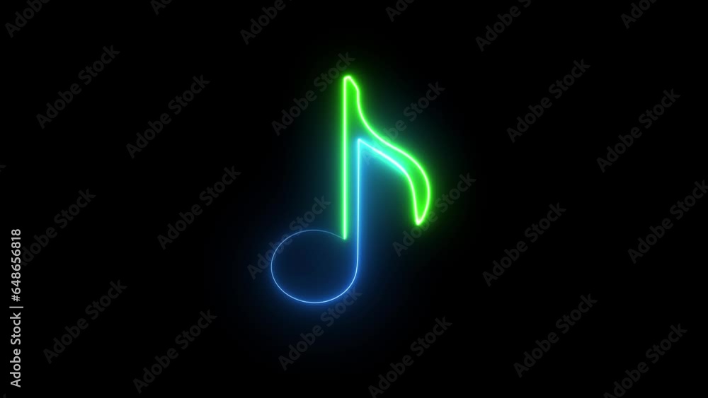 neon music icon animation. multicolor neon single musical note icon abstract animation. neon music icon animation. multicolor neon single musical note icon abstract animation.