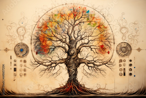 Ancient drawing of the Tree of Life from the Hebrew Kabbalah