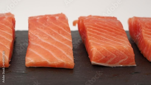 Wallpaper Mural Salmon red fish fillet. Salmon fillet close-up. Camera movement. Torontodigital.ca