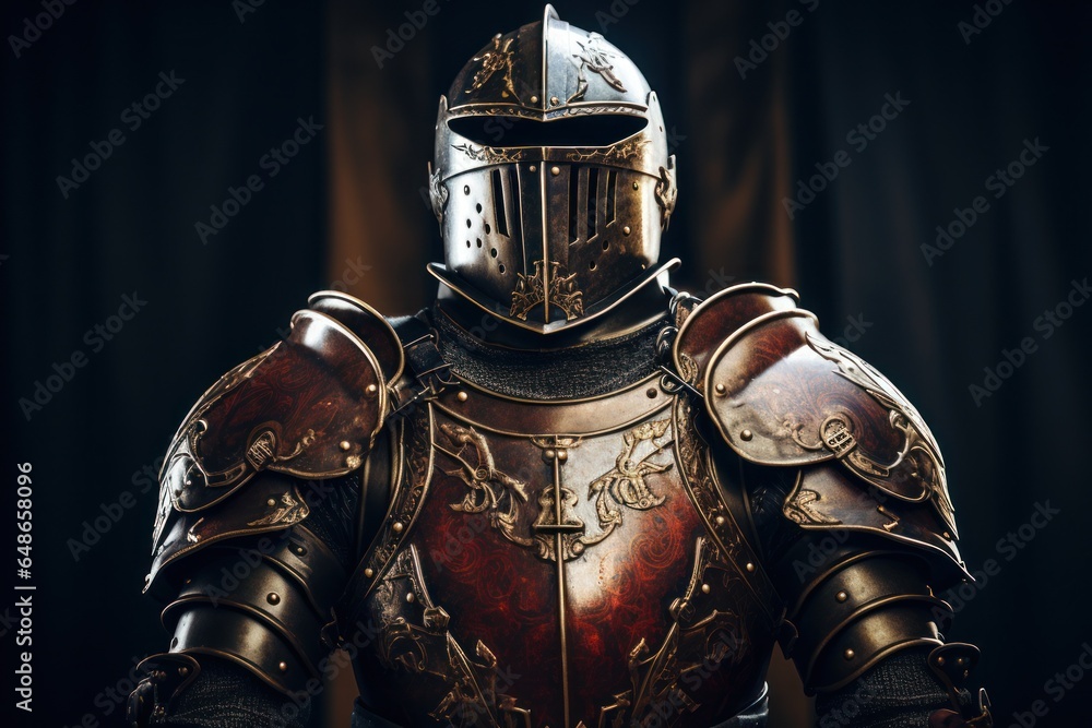 A detailed view of a knight wearing armor. Perfect for historical projects or medieval-themed designs. A detailed view of a knight wearing armor. Perfect for historical projects or medieval-themed designs.
