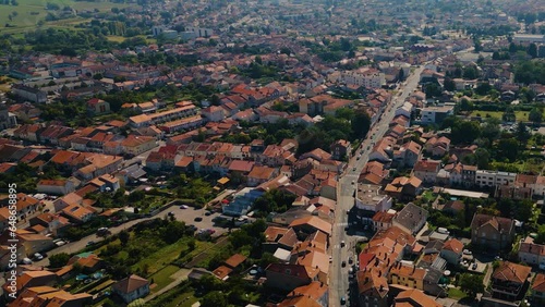 Aerial around the city Dombasle-sur-Meurthe in France on a sunny morning photo