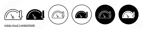 slow icon. low fuel level indicator or barometer symbol. vehicle speed measuring odometer display diagram vector. Car tachometer scale to gauge pressure sign. Low performance speedometer logo.