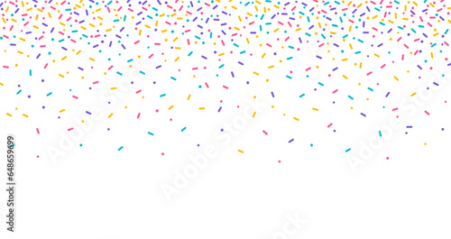 Colorful sprinkles banner background, colorful falling decorative sprinkles background