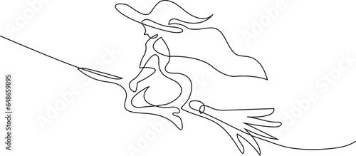 Line art of a witch flying on a broomstick, surrounded by bats and pumpkins continuous line art witch on a broomstick, silhouetted against a full moon pumpkins Simple line art of a ghost Halloween
