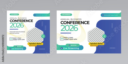 digital marketing business workshop live conference webinar invitation social media flyer poster template 