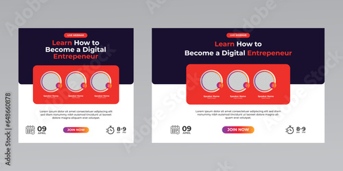 digital marketing business workshop live conference webinar invitation social media flyer poster template 