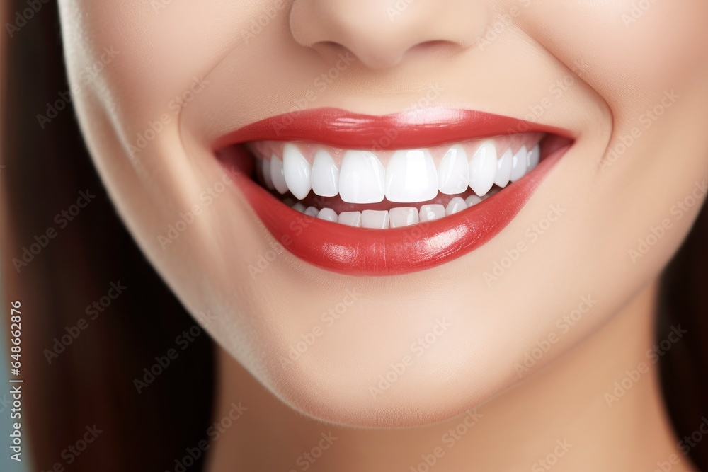 A smiling woman's face in close-up created with Generative AI technology A smiling woman's face in close-up created with Generative AI technology