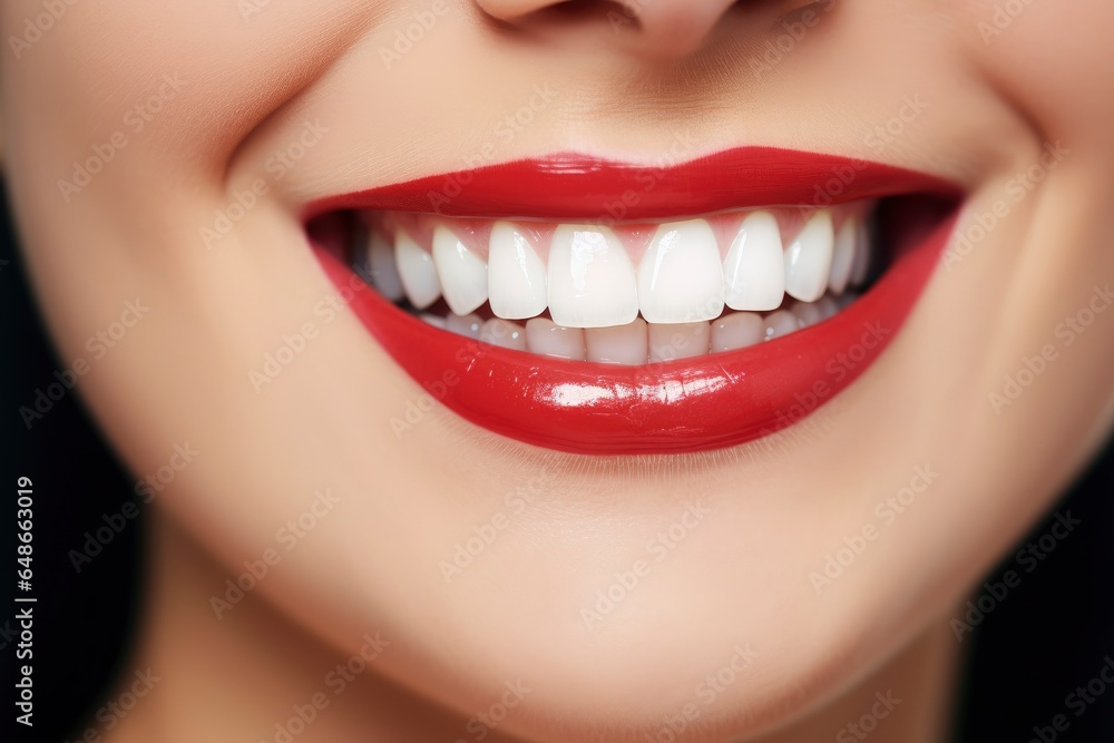 A woman's lips with vibrant red lipstick created with Generative AI technology A woman's lips with vibrant red lipstick created with Generative AI technology