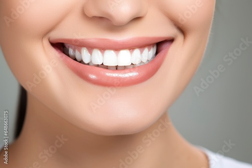 A woman with a radiant smile showcasing her beautiful white teeth created with Generative AI technology