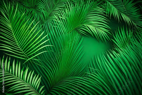 Empty palm shadow green  color texture pattern cement wall background. Used for presentation business nature organic cosmetic products for sale shop online. Summer tropical beach with minimal concept © Areesha