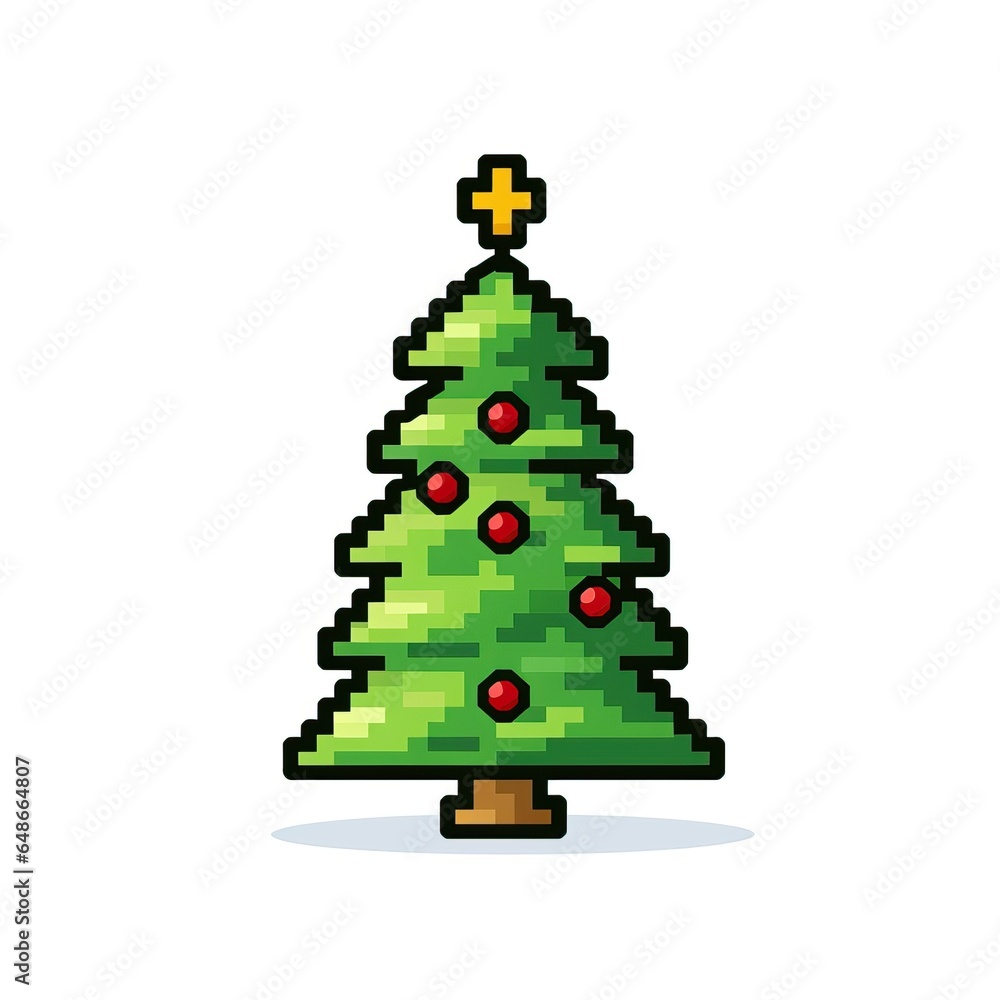 Simple cartoon pixel art Christmas tree high quality ai generated image Simple cartoon pixel art Christmas tree high quality ai generated image