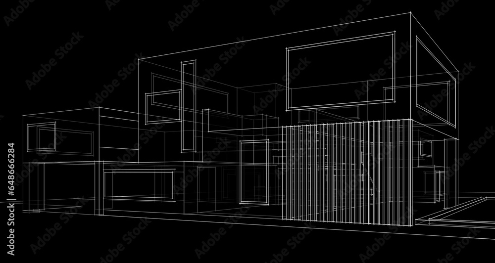 House building sketch 3d rendering House building sketch 3d rendering