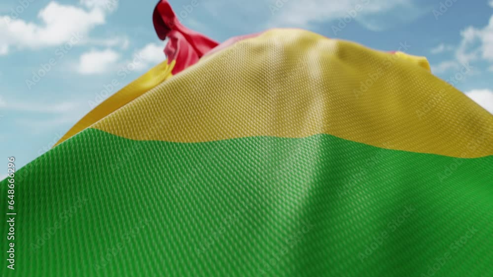 Wavy flag of Mali blowing in the wind in slow motion. Waving official ...