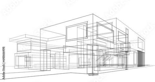 House building sketch 3d rendering