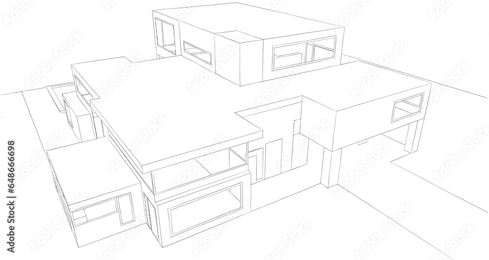House building sketch 3d rendering House building sketch 3d rendering