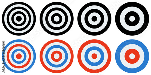 Set of targets for archery. Firing target. Set of targets on a white background. Archery concept or achieving a goal in business.