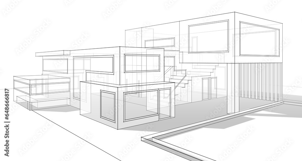 Fototapeta premium House building sketch 3d rendering