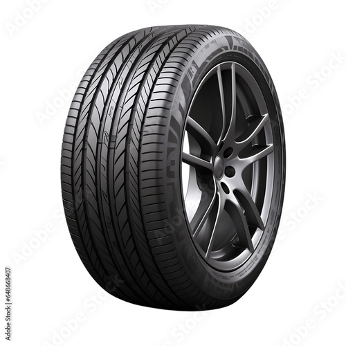 New car tire isolated on transparent background
