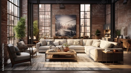 Spacious Industrial Loft with Chic Decor and Abundant Natural Light