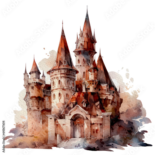 Watercolor Castle with transparent background