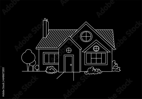 Detached Single-Family Home with a Garden in a Blue Hue.