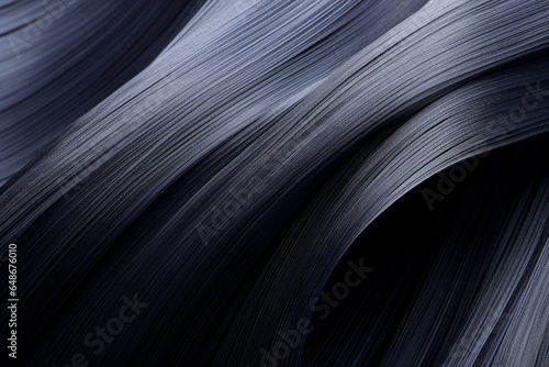 An abstract image of flowing lines in shades of blue and black