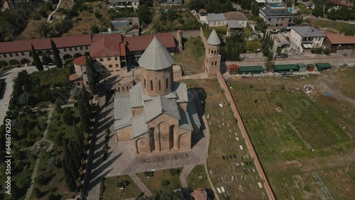 Samtavro Monastery. Mtskheta village near Tbilisi. Aerial photography. Georgia 01.09.23 photo