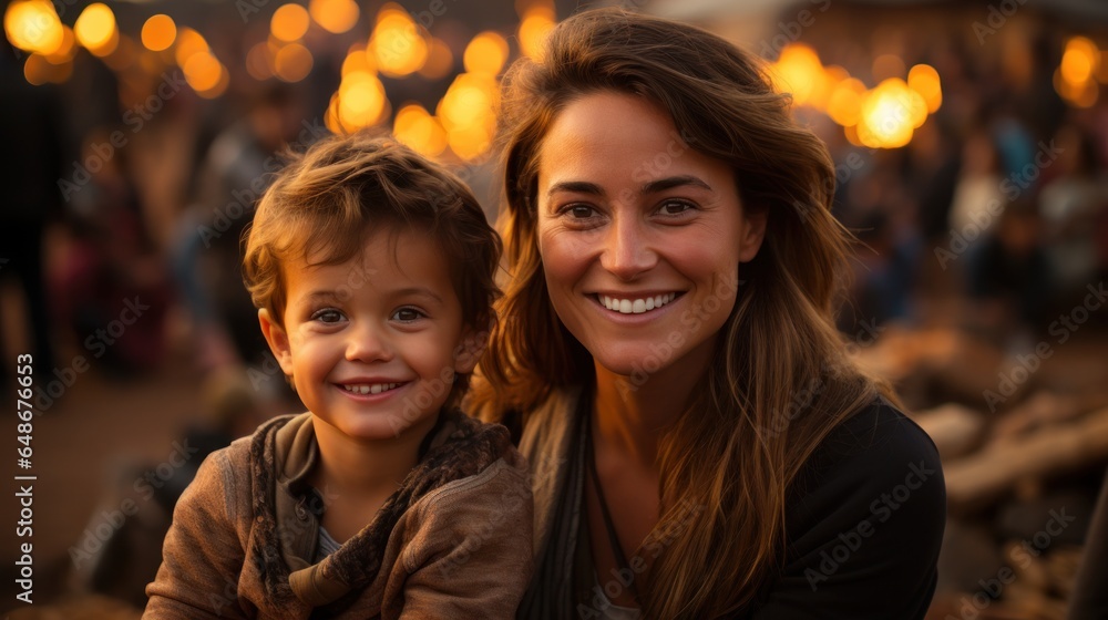 Mother and child pose with a smile Mother and child pose with a smile
